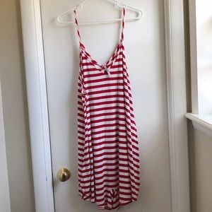 Red and White Striped Romper